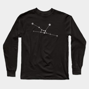 Taurus Zodiac Constellation in Silver - Black Long Sleeve T-Shirt